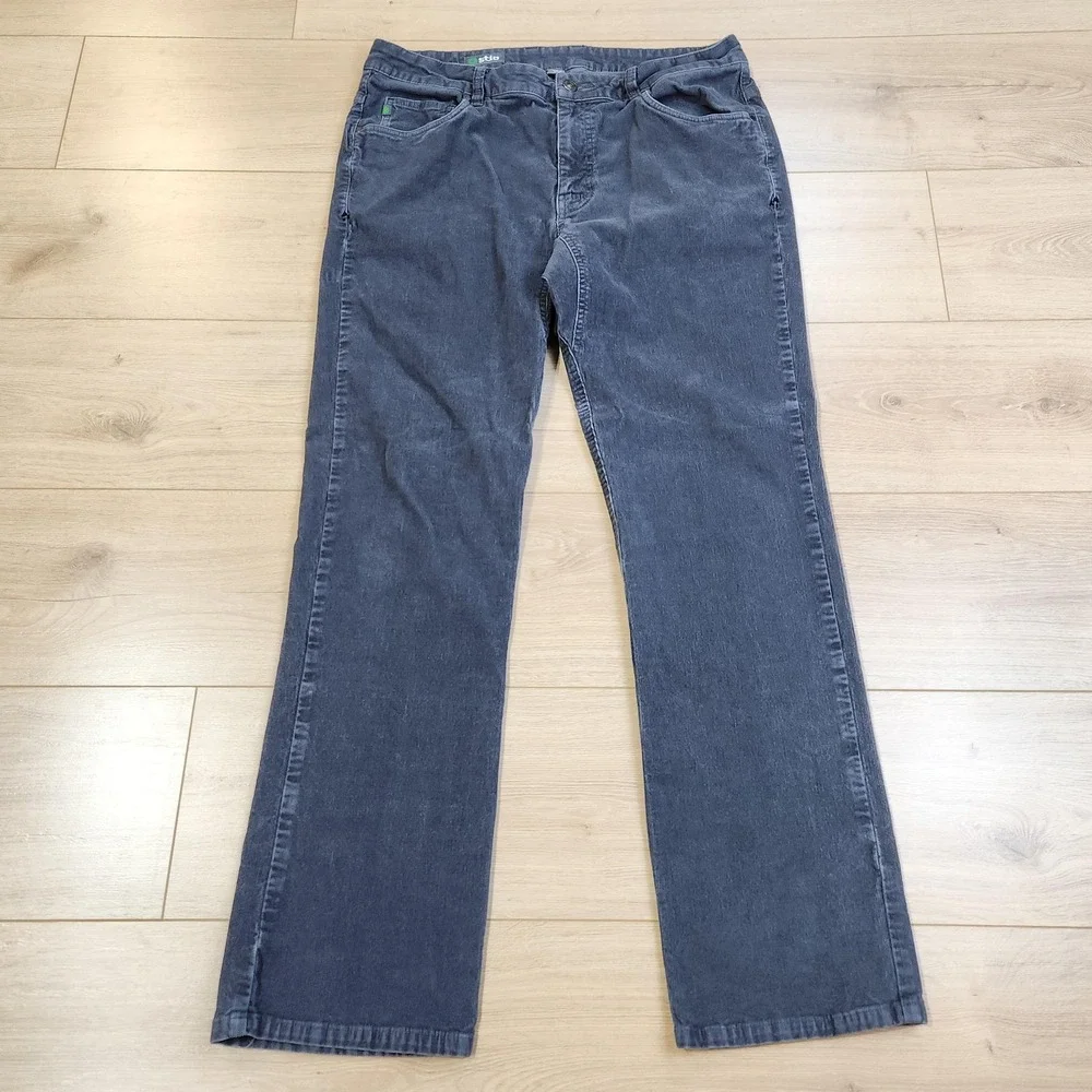 Stio Corduroy Pants Mens 34R Gray 5 Pocket Casual Stretch Organic Cotton Hiking